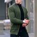 Autumn European-Amecian Fashion Knitwear Cardigan Men's Stand Collar Pure Color Single-Breasted Long Sleeve Loose Sweater M-4XL_viptrois.com