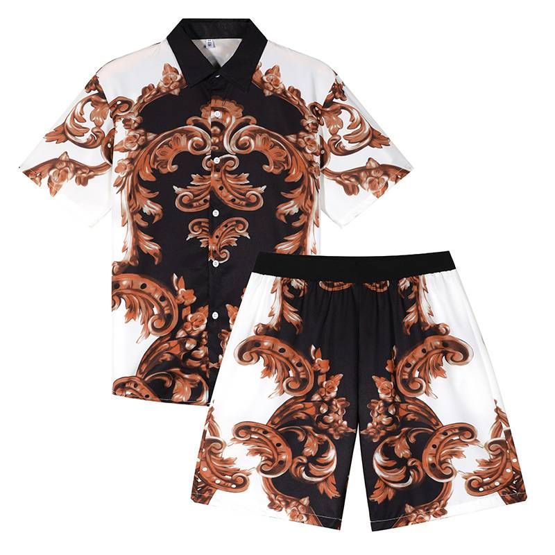 Men's Clothing Thin Five Point Sleeve Suit Men's Summer Large Size Loose Mid Sleeve T Shirt Pleated Two Piece Sportswear_viptrois.com
