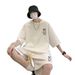Men's Clothing Summer New Waffle Sports Suit Bear Men's T Shirt Shorts Two Piece Suit Large Size_viptrois.com
