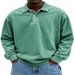 2026 European-USA Style Fashion Top Tee T-Shirt Men Lapel Half Button Pure Color Long Sleeve Casual Washing Do Old Vintage POLO Shirt S-5XL_viptrois.com