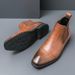New Fashion Chelsea Boots Men's Pointy Toe Retro Boots British Men's Boots Leather Boots Leather Shoes_viptrois.com