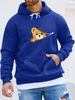 Men's Autumn And Winter Casual Fashionable Loose Hooded Sweatshirt With Bear Zipper Cartoon Pattern Printed Warm Long Sleeved Pullover_viptrois.com