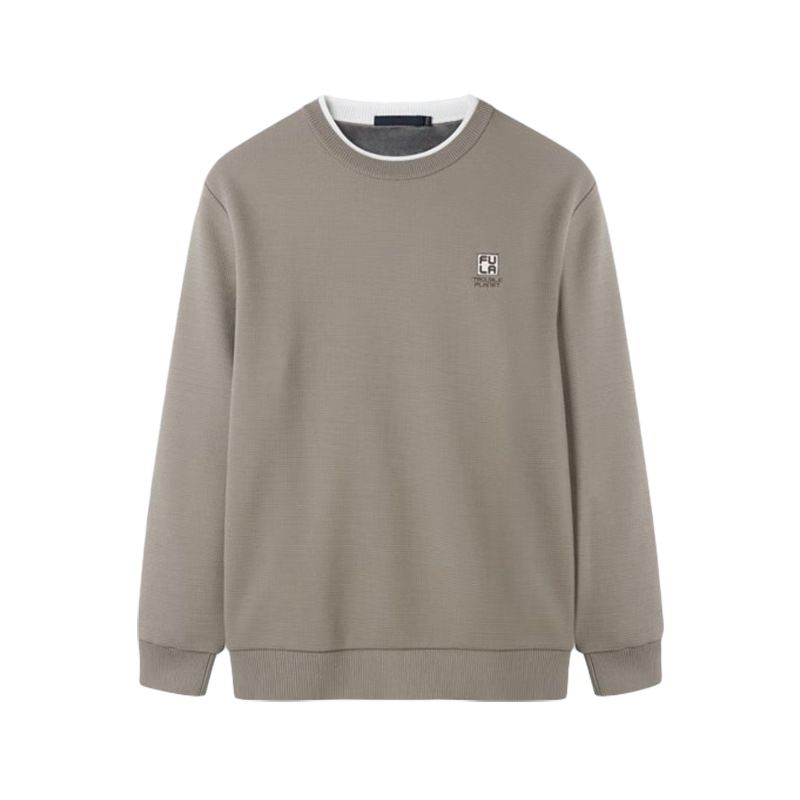 Brand Clothing Autumn Winter New Men's Color-Block Round Neck Fashion Fleece-Lined Warm Knit Sweater Z4Y092_viptrois.com