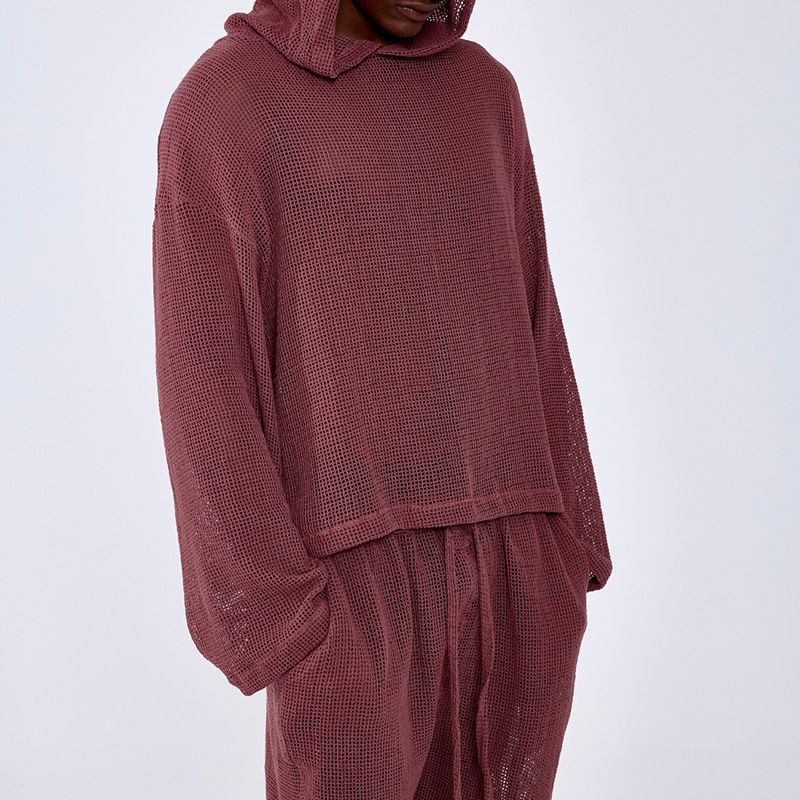 Men's Clothing Early Autumn Men's Casual Fashion Solid Color Hooded Long Sleeved Tops And Shorts Suits Men's Clothing_viptrois.com