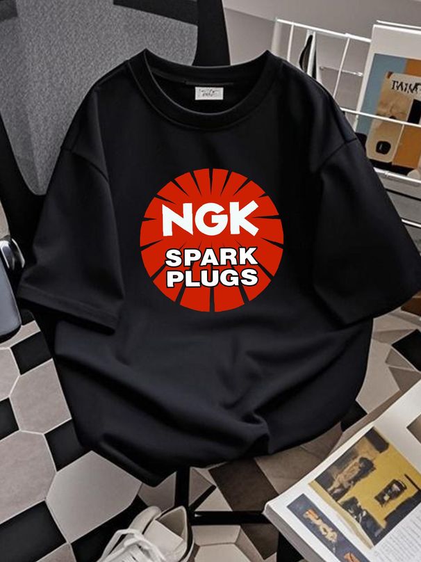 Ngk Spark Plugs Automotive Men'S Black T Shirt Homme Soft Breathable Stylish Graphic Designer Clothes Comfortable Slightly Streetwear_viptrois.com