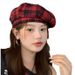 British Plaid JK Style Beret For Women, Spring And Autumn, Face Slimming Artist Hat, Large Head Circumference Newsboy_viptrois.com