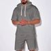 Men's Clothing Casual Sports Shorts Suit Solid Color Two Piece Suit_viptrois.com