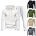 Men's Jacquard Checkered Hooded Sweatshirt & Pants Set - Casual Loungewear For Autumn ( Black/White/Khaki/Army Green/Dark Grey)_viptrois.com