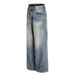 American Style Washed Vintage Denim Straight-Leg Pants Men's Trendy Frayed Loose Casual Trousers_viptrois.com
