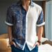 Men's Linen Short Sleeve Shirt With 3d Print, Relaxed Fit For Summer, Casual Breathable Button Down Shirt_viptrois.com
