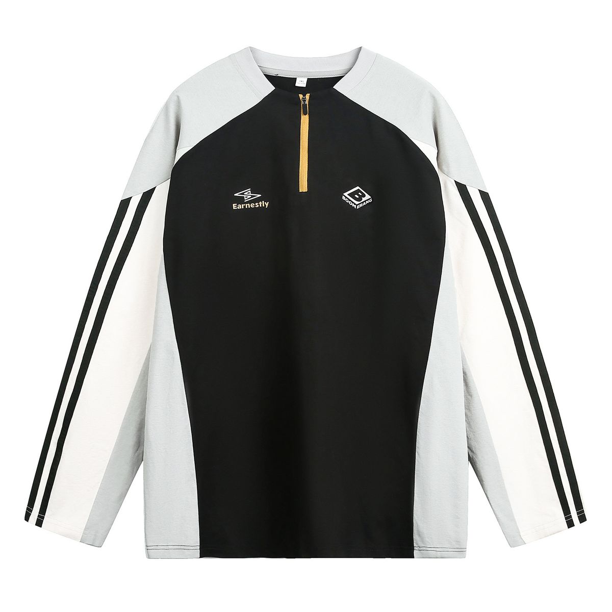 Color-Block UV Protection Running Shirt – Men’s Breathable Half-Zip Long Sleeve Tee With Reflective Print (M-XXL, Midnight Black/Galaxy Grey)_viptrois.com