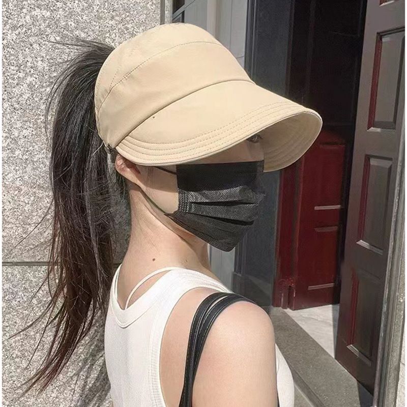 Peaked Cap Summer Ruth Can Hang The Same Mask Quick-drying Bulu Ponytail Sun Protection Hat Thin Semi-empty Top Sun Hat_viptrois.com