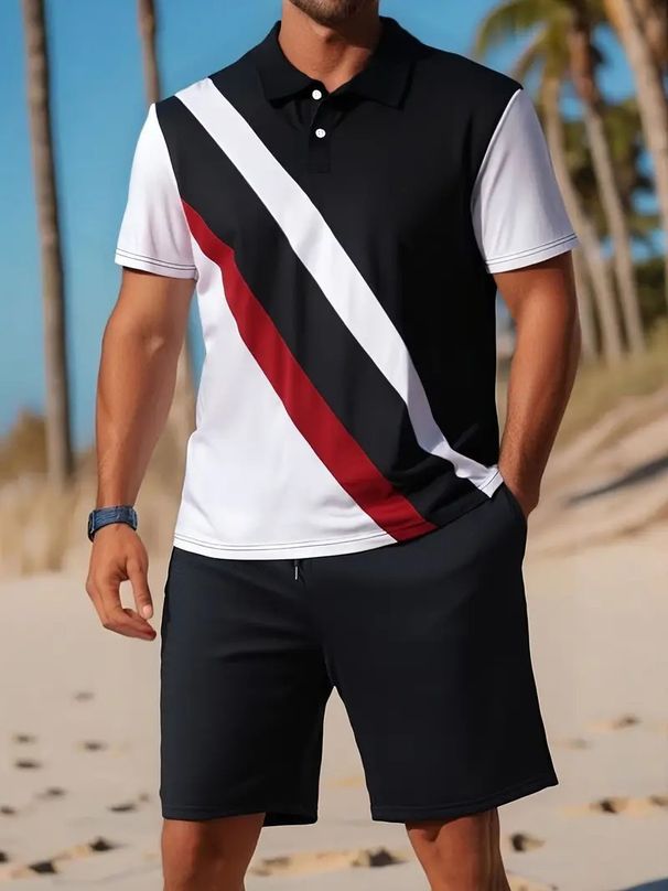 Men's 3D Printed Polo & Shorts Set – Breathable Summer Casual Outfit (Multiple Colors, S-5XL)_viptrois.com