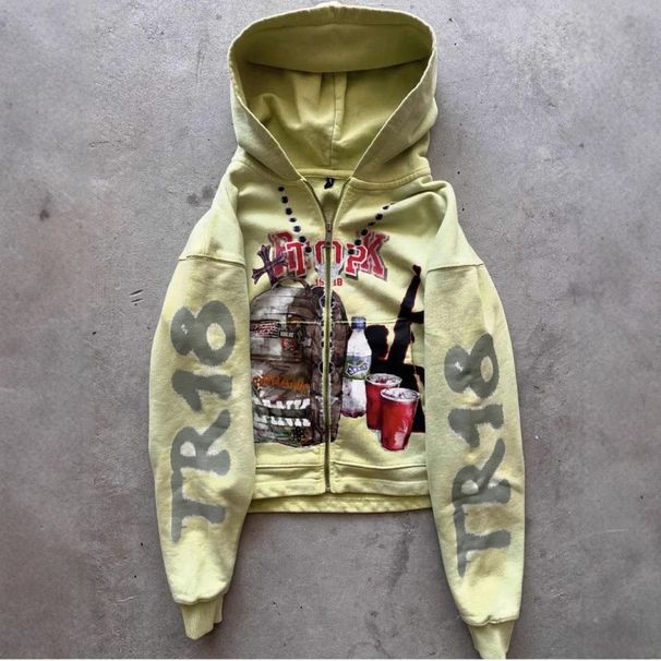 Men's Clothing European And American Foreign Trade Handmade Distressed Tie Dyed Gradient High End Cool Zipper Sweatshirt Jacket For Men And Women_viptrois.com