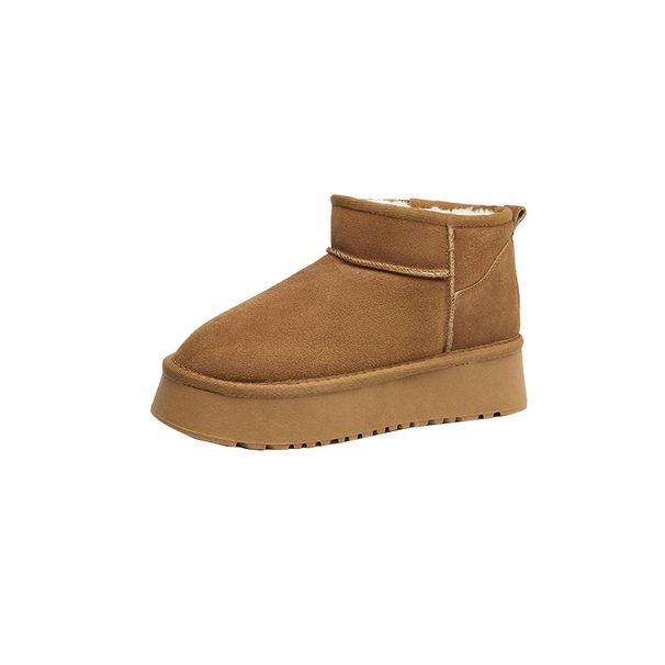 Suede leather thick soled snow boots for women plus large cotton shoes for women small size casual snow cotton_viptrois.com