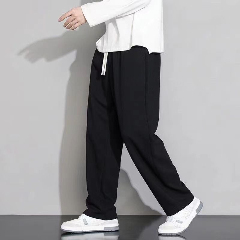 Men's Solid Color Casual Pants With Drawstring Waist & Pockets | Straight & Tapered Leg Options For Daily Wear_viptrois.com