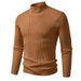 Men's Slim Fit Semi-Turtle Neck Knit Sweater - Breathable Stretch Polyester Casual Pullover For Autumn Winter_viptrois.com