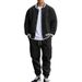 Men's Casual Sports Baseball Jacket Suit Paris Letter Print Jacket Suit_viptrois.com