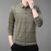 Autumn New Turn-Down Collar Long Sleeve T-Shirt Real Pocket Thin Plaid Middle-Aged Men's Polo Shirt Wholesale_viptrois.com