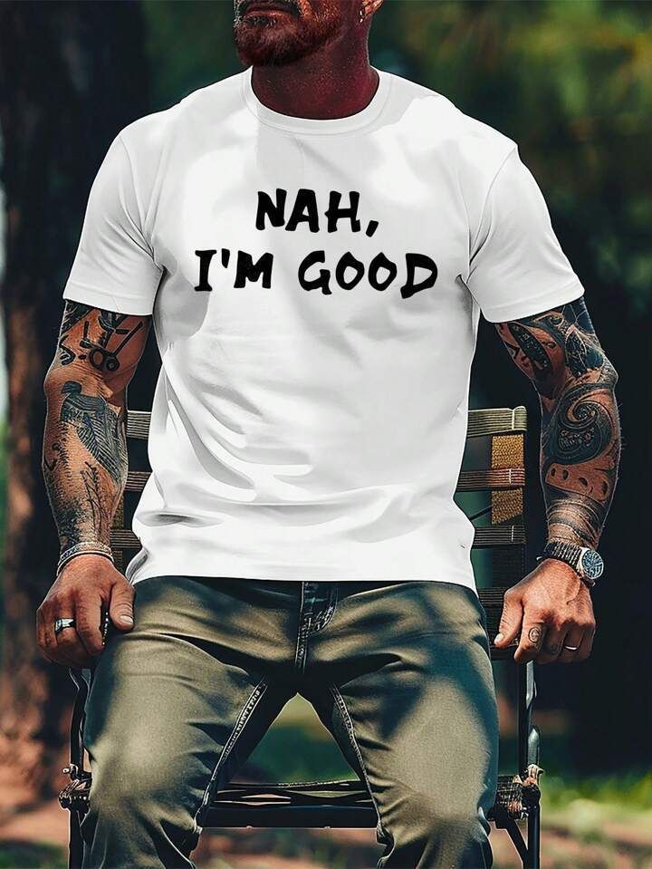 Men's Casual Short Sleeve Cotton T-Shirt Soft Breathable Tee With Letter Print Loose Fit For Streetwear Everyday Comfort (S-XXXL, Multiple )"_viptrois.com