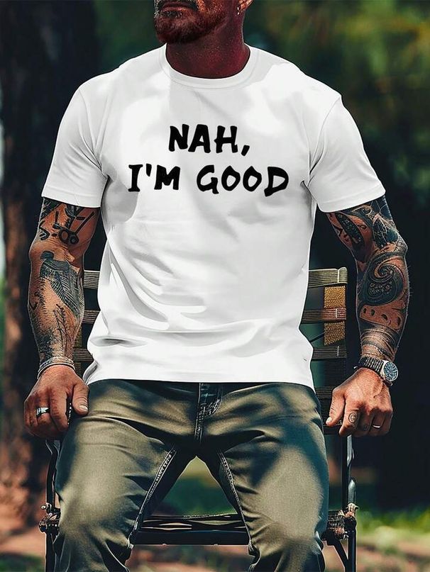 Men's Casual Short Sleeve Cotton T-Shirt Soft Breathable Tee With Letter Print Loose Fit For Streetwear Everyday Comfort (S-XXXL, Multiple )"_viptrois.com