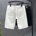 Men's Stretch Denim Shorts In White - Premium Slim Fit Korean Style Summer 5-Inch Inseam Casual Shorts_viptrois.com