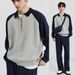 Men's Clothing Autumn And Winter New Lapel Sweater For Men Couple Contrast Color Half Zipper Polo Pullover Business Sweater Jacket_viptrois.com