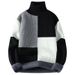 Pure Anyang Lazy Style Color-Block Turtleneck Sweater For Men Winter Fleece-Lined Thickened Warm Trendy Loose Knitted Base_viptrois.com