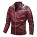 Men's PU Leather Jacket – Slim Fit Biker Style Stand Collar Coat For Fall & Winter (L-4XL, Black/Red/Blue) Fashionable Casual Outerwear_viptrois.com