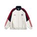Popular 2026 Spring New Contrasting Color Embroidered Stand-up Neck Cardigan Sweater Men's And Women's Trendy Brand Loose Casual Jacket_viptrois.com