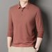 Nordmann Middle-aged Men's Spring And Autumn Long Sleeve T-shirt Polo Business Casual Turn-down Collar Dad's Solid Color_viptrois.com
