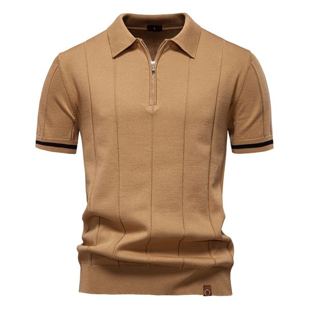 Men's Clothing Spring And Summer Business Casual Wool Polo Shirt Lapel Knitted Polo Shirt Short Sleeve Men's T_viptrois.com