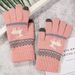 Christmas sock Extra fleece Christmas Deer jacquard knitted warm touch screen gloves with finger for outdoor use_viptrois.com