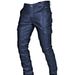 Men's Clothing Solid Color PU Strap Casual Men's Leather Pants KZ2332_viptrois.com