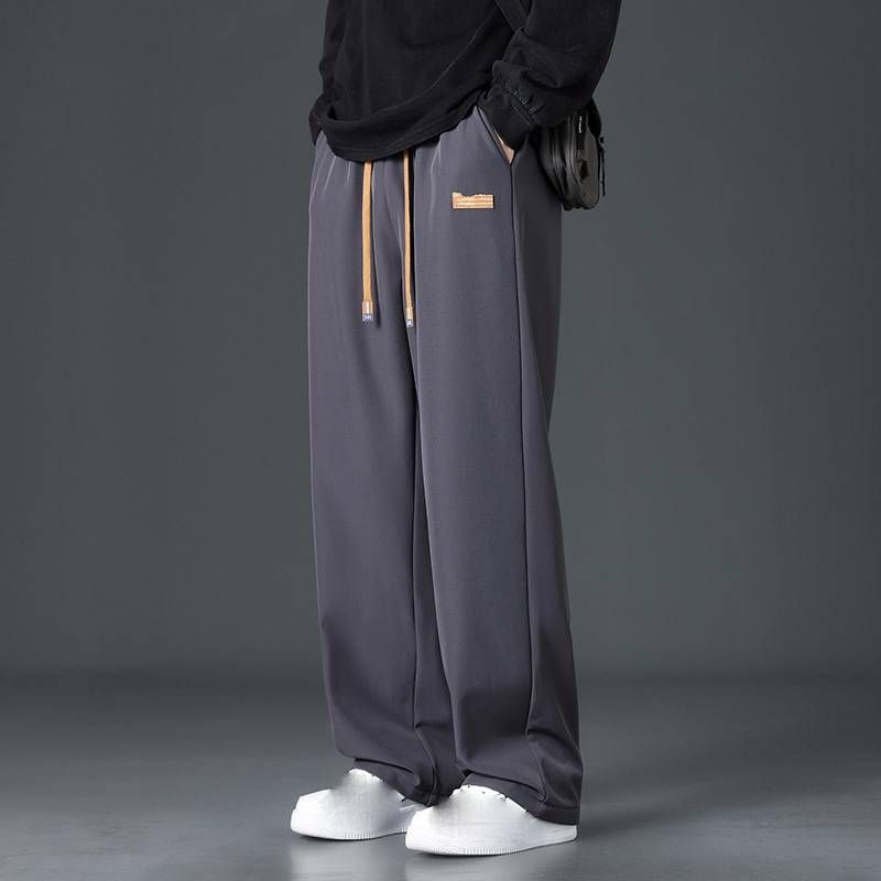 Men's Clothing Plus Velvet Straight Pants Autumn And Winter Warm Thickened One Piece Velvet Sweatpants Loose Sports Casual Trousers_viptrois.com