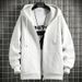 Spring And Autumn New Cardigan Sweater Hooded Jacket Zipper Men's Trendy Ins Top Jacket White_viptrois.com