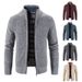 Knitted Cardigan For Men, Long-sleeved Warm Jacquard Casual Stand-up Collar Thick Sweater For Men In Autumn And Winter_viptrois.com