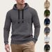 Men's Casual Hooded Sweatshirt With Jacquard Pocket, Lightweight Quilted Fabric, Loose Fit, (S-XXXL), Black/Gray/Khaki/Army Green/Navy_viptrois.com