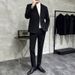 Men's Wool-Blend Slim Fit Suit Set, Casual Two-Piece Blazer & Pants, Inspired British Style For Spring & Autumn_viptrois.com