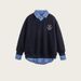 Hip-Hop Oversized College Style Patchwork Shirt-Collar Sweatshirt – Men’s Streetwear Pullover (Layered Mock Two-Piece, M-3XL, Retro Urban Aesthetic)_viptrois.com