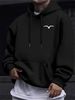Men's Autumn And Winter Casual And Fashionable Loose Hooded Sweatshirt With Bird Silhouette Print Long Sleeved Warm Pullover Sweater_viptrois.com