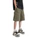 Men's Military Green Cotton Cargo Shorts Summer Loose Straight Leg Casual Mid-Length Pants With Large Pockets Wide Leg Five Point Bottoms_viptrois.com