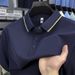 Summer New Seamless Waffle Jacquard Lapel Short-sleeved T-shirt Men's Solid Color Business Casual Polo Shirt_viptrois.com
