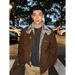 American Style Mountain Eagle Fur Collar Coat For Men, Autumn And Winter, Fleece Lined, Thickened, Airplane Button,_viptrois.com