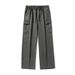 Men's Clothing Pockets Washed And Distressed Casual Pants Spring And Summer Style Straight Loose Textured Twill Pure Cotton Workwear Trousers Q_viptrois.com