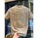 Men's Retro Heavy Duty Tie Dye Short Sleeve T-Shirt Loose Round Neck Top With Embroidered Letter Trendy Brand Stylish Design_viptrois.com