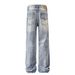 Men's Clothing Retro Washed Distressed White Jeans Men's Trendy Loose Straight Pants Versatile Wide Leg Mopping Trousers_viptrois.com