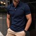 Men's Digital Print Polo Shirt – Breathable Short Sleeve Collared Shirt For Casual & Outdoor Wear (Black, White, Pinkish, Light Blue, Navy Blue)_viptrois.com
