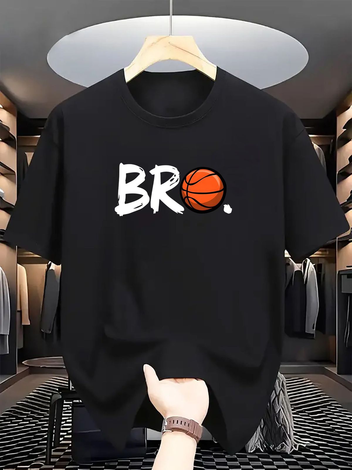 Maglietta Unisex Cotone 180g Collo Tondo Stampa BRO Sport Urbana Lavabile In Lavatrice Moda Estiva Vestibilità Regolare_viptrois.com