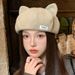 Cute Playful Ear Cat Personality Trend Beret Korean Version Casual Versatile Round Top Large Head Circumference Slimming_viptrois.com